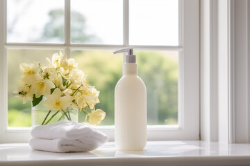 Obraz na płótnie Canvas Home cleaning, housekeeping and homemaking, liquid soap, cleaning product bottle, cleaner spray and cleanser in the English country house, clean home