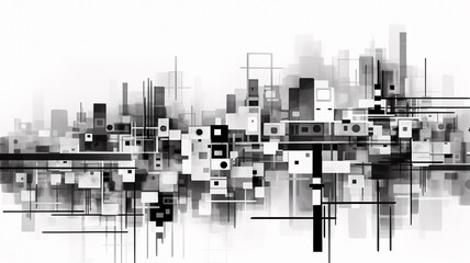 Urban Dreamscape: Generative AI Transforms Abstract Black and White Cityscape