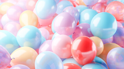 Colorful Balloons Floating in the Sky - Generative AI
