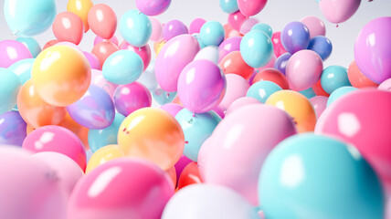 Colorful Balloons Floating in the Air - Generative AI