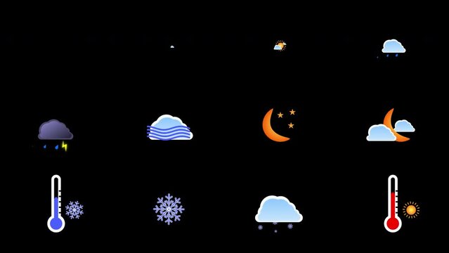 Weather icons on transparent background (perfect loop)