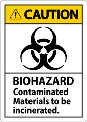 Biohazard Caution Label Biohazard Contaminated Materials To Be Incinerated