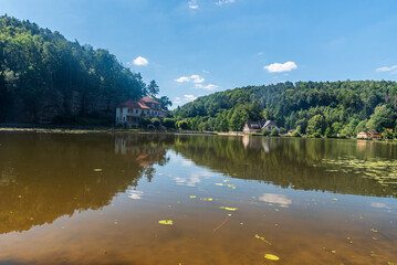 Fototapeta premium Harasov pond in Kokorinsky dul valley in Czech republic