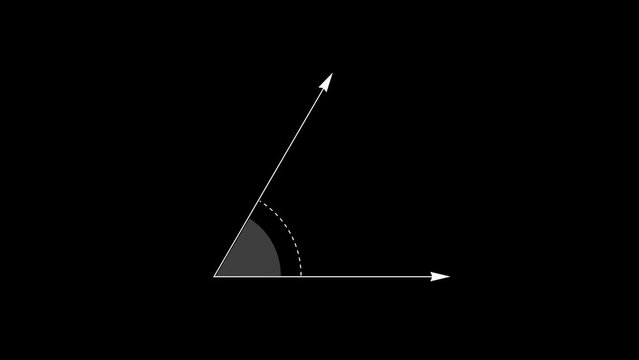 60 degree acute angle teaching measurement animation, alpha channel