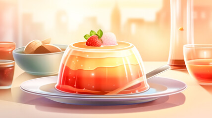 Delicious Strawberry Dessert on a Plate with Generative AI