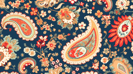 Blue Paisley Pattern Close-Up with Generative AI