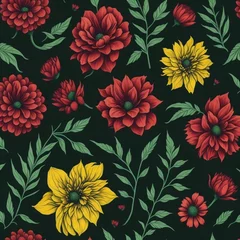 Gordijnen seamless floral background, multicolor watercolor flowers background, Colorful watercolor flowers pattern © MD