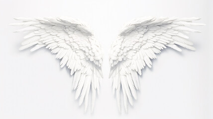 White Angel Wings on a White Background: A Generative AI Masterpiece