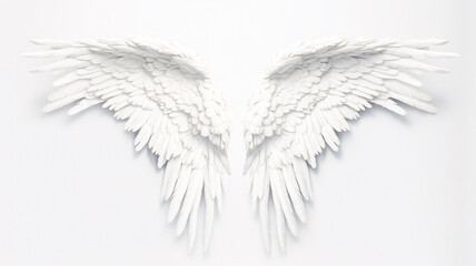 Obraz premium White Angel Wings on a White Background: A Generative AI Masterpiece