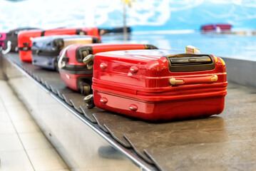 baggage at the baggage claim at an airport