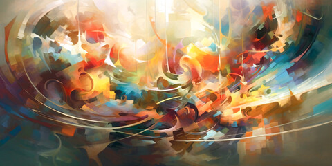 Vibrant Colorful Swirl: A Captivating Abstract Painting Enhanced by Generative AI