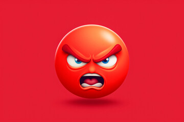 Intense Fury: Red Angry Face on Red Background (Generated by Generative AI)