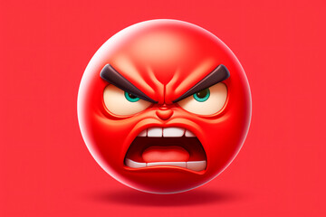 Obraz premium Fiery Fury: Red Angry Face with Red Background - Generative AI