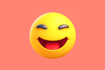 Yellow Smiley Face with Black Eye on Pink Background - Generative AI