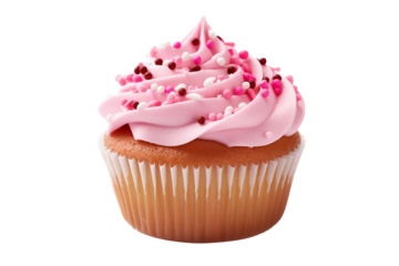 pink cupcake isolated on white background