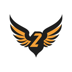 Obraz premium Letter Z logo icon with wins, vector illustration.