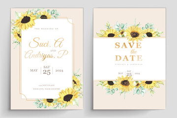 watercolor sunflower invitation card design