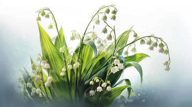 snowdrops in the grass HD 8K wallpaper Stock Photographic Image
