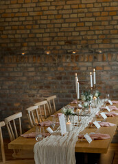 festive table rustic candles cloth decorated flowers