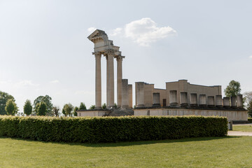 Fototapeta na wymiar roman greek ancient architecture large columns fauna