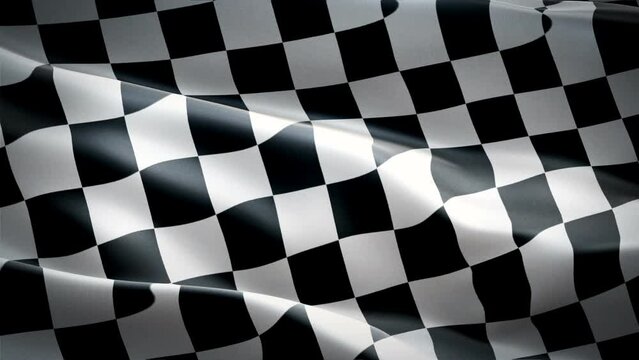 Checkered flag waving animation closeup