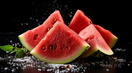 water melon with water drops HD 8K wallpaper Stock Photographic Image
