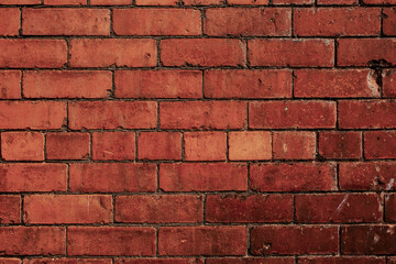 Brick wall texture. Background for design. Red color. Old and grungy wall surface.