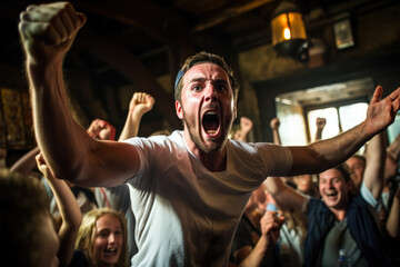 Obraz na płótnie Canvas English football fans celebrating a victory 
