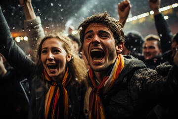 Fototapeta na wymiar German football fans celebrating a victory 