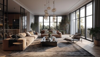 Obraz na płótnie Canvas Modern living room, generative AI