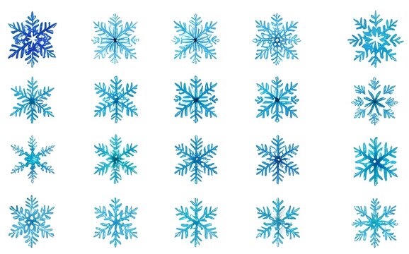 Snowflake set watercolors, generative ai