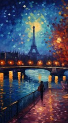 Romantic View of a Bridge in Paris