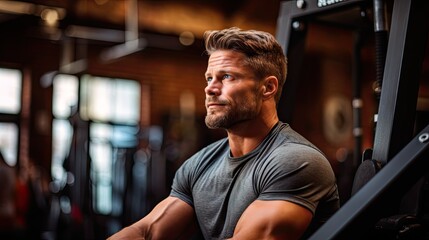 Photoshoot of a person working out at a gym with a wide copyspace for fitness class schedules or personal training offers.