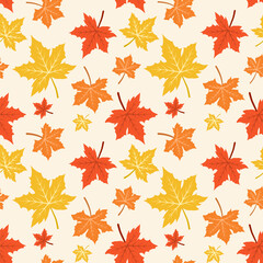 maple autumn leaves seamless pattern