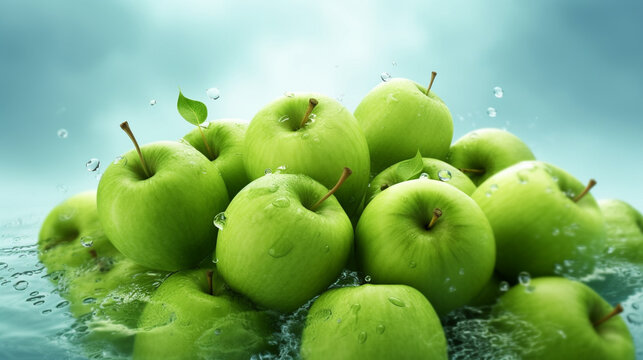 apples in water HD 8K wallpaper Stock Photographic Image
