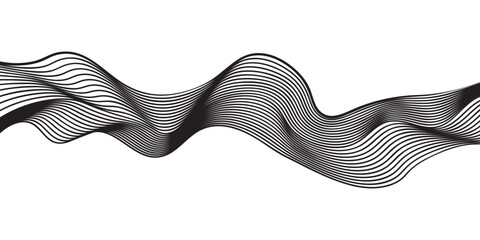 abstract black and white brush lines. wave background. Vector illustration