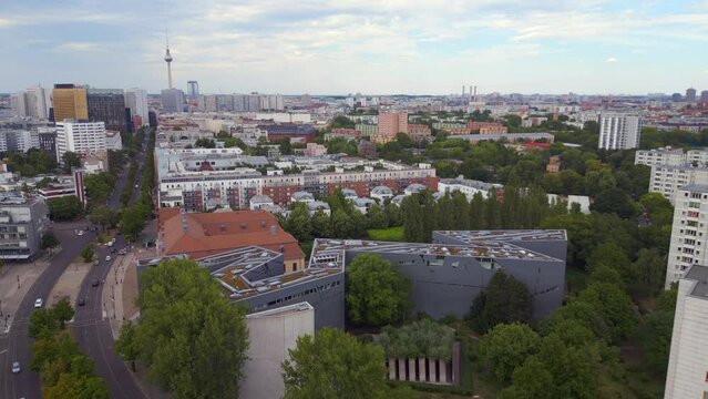 Jewish Museum city Berlin Libeskind Building Perfect aerial top view flightdrone