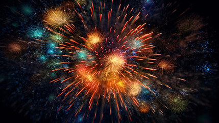 Fototapeta premium fireworks in the sky HD 8K wallpaper Stock Photographic Image 