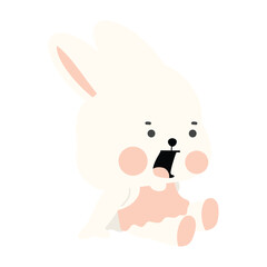Fototapeta premium Funny white rabbit Sitting Down