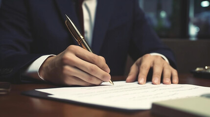 A businessman signing a contract