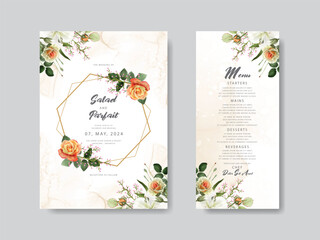 Fototapeta na wymiar beautiful lily and rose wedding invitation card