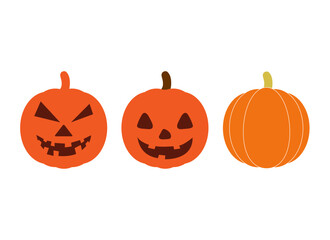 Set of Pumpkin Halloween icon vector. October celebration flat silhouette illustration design