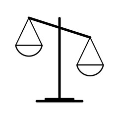 Scale equal icon, lawyer crime web sign, protection balance isolated vector illustration