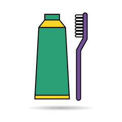 Tooth brush care shadow icon, dental hygiene web sign, health medicine vector illustration