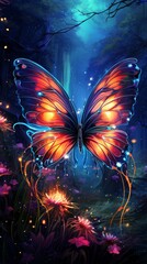 Fototapeta na wymiar Beautiful Butterfly with Sparkles of Light