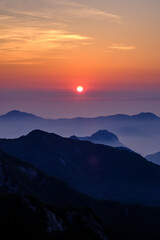 Fototapeta premium Scenic view of Mt.Gyeryongsan against sky during sunrise