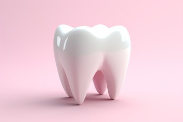 Tooth on pink background. 3d illustration