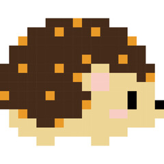 Hedgehog cartoon icon in pixel style.