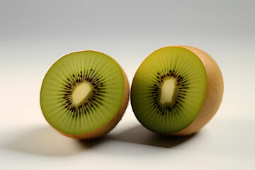 kiwi fruit in half sliced on white background