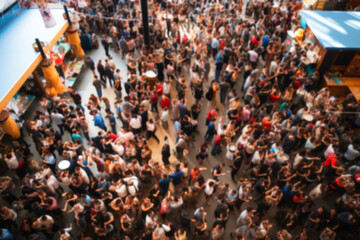  Blurred . A large crowd of people, in the style of playful performance art, high-angle.  Generative AI